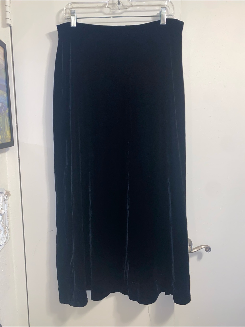 Laura Ashley Black Velvet‎ Maxi Skirt Size 12 Romantic Vintage - Picture 3 of 10
